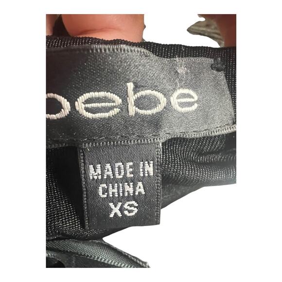 Bebe Pewter Draped Cocktail Dress Party Evening Date Night Out XS Strapless - Picture 11 of 12